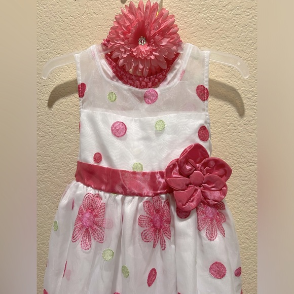 Beautiful Girls Dress Up Formal Size 4 Dress w Flower Hairband Set - Picture 2 of 7